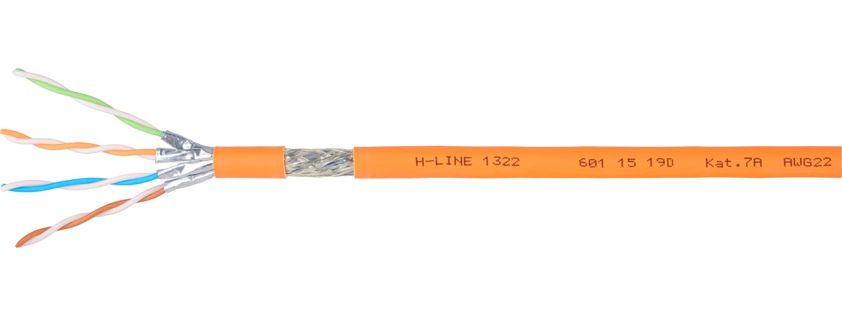 H-LINE 1322 Datenkabel S/FTP 4x2x0.62 - FRNC/LSOH 1500MHz Kat.7A, orange, Dca