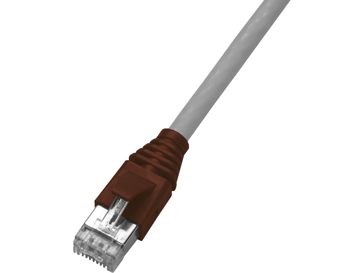 Unipatch 4P S/FTP 1:1 RJ45 AMP 2.0m - Cat.6, câble gris/capot TLP brun