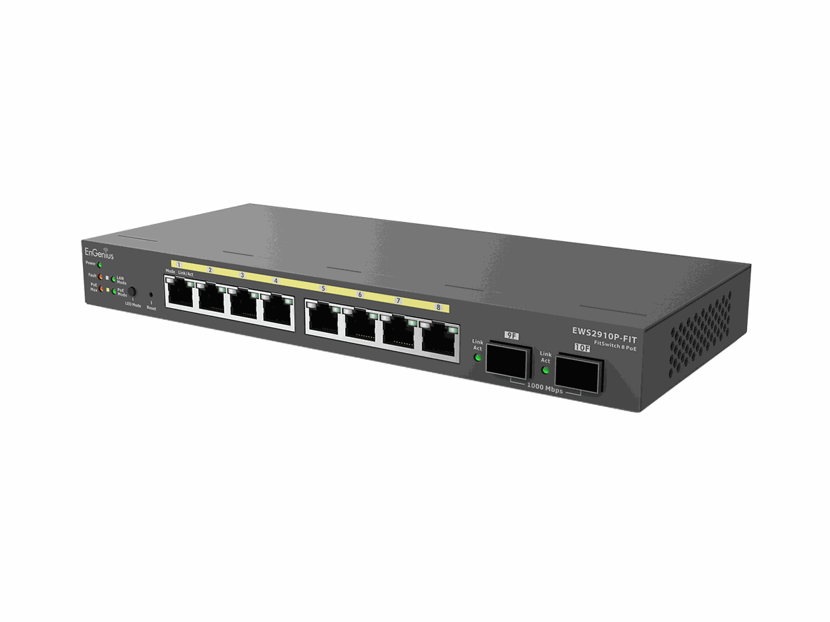 EnGenius EWS2910P-FIT - Switch, PoE+, 8x1000T + 2xSFP, 55W