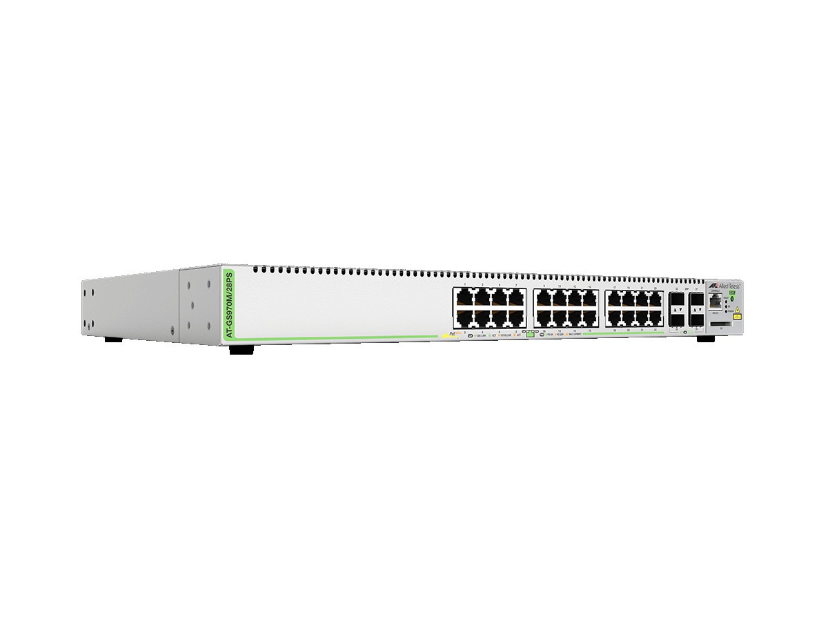 AT-GS970M/28PS, 24x10/100/1000T, 4xSFP - Switch L3, PoE+, managed, 370W