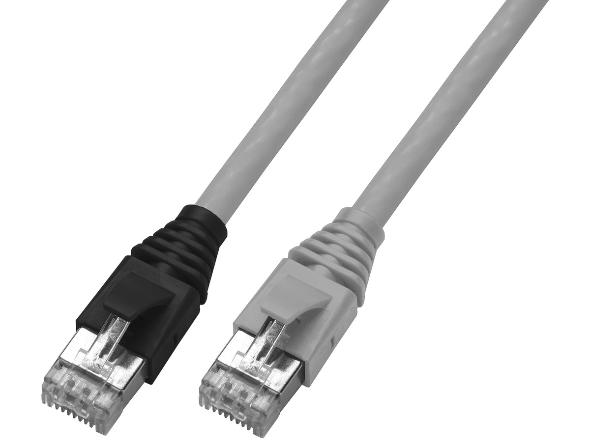 H-LINE Patch VBS Typ 17+ RJ45 25m - Cat.6 câble gris/capot TLP gris/noir