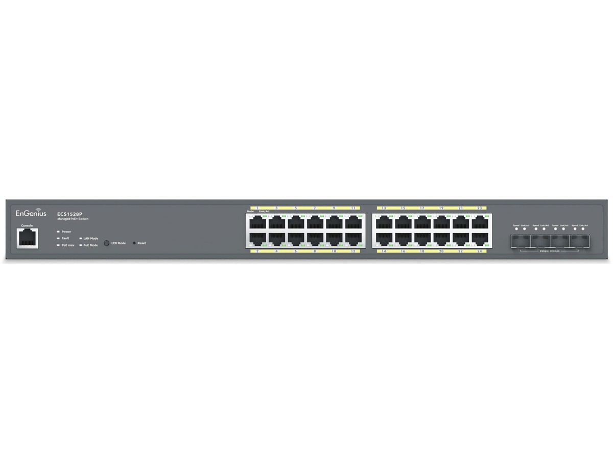 EnGenius ECS1528P, Cloud Managed Switch - PoE+, 24x1000T, 4xSFP+, 240W