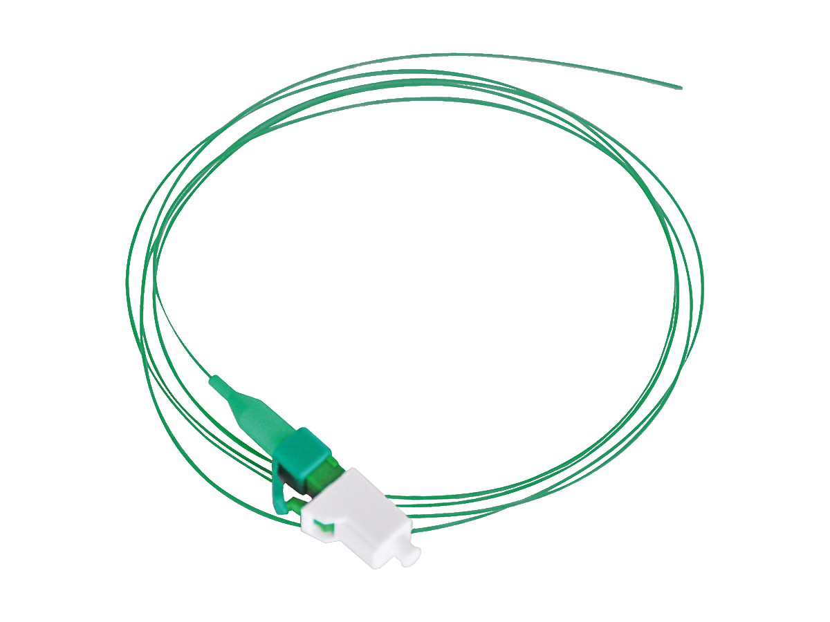 Pigtail, LC APC, FTTH, G.657.A, vert - 9/600, 1m