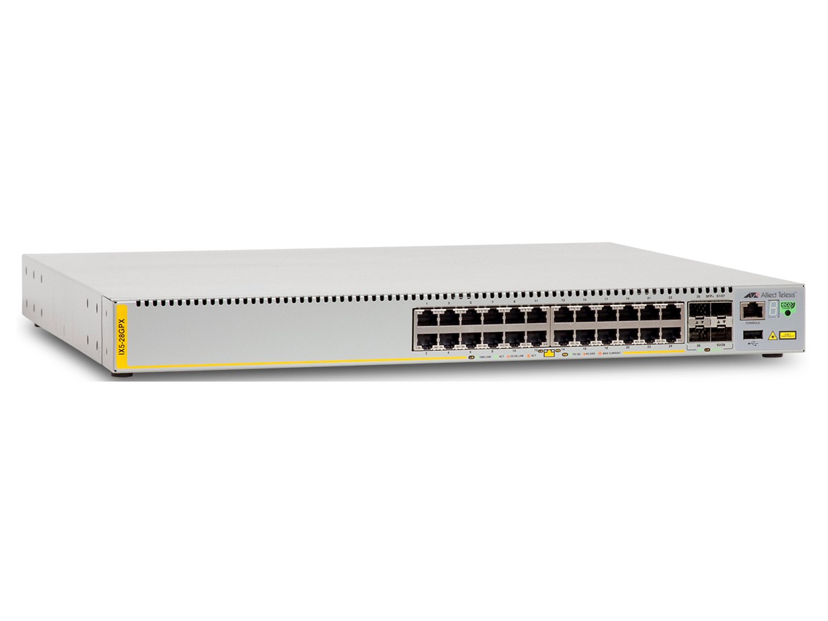 AT-IX5-28GPX, 24x1000T, 4 SFP+ Combo - Switch L3,PoE+, bloc d'alimentation excl