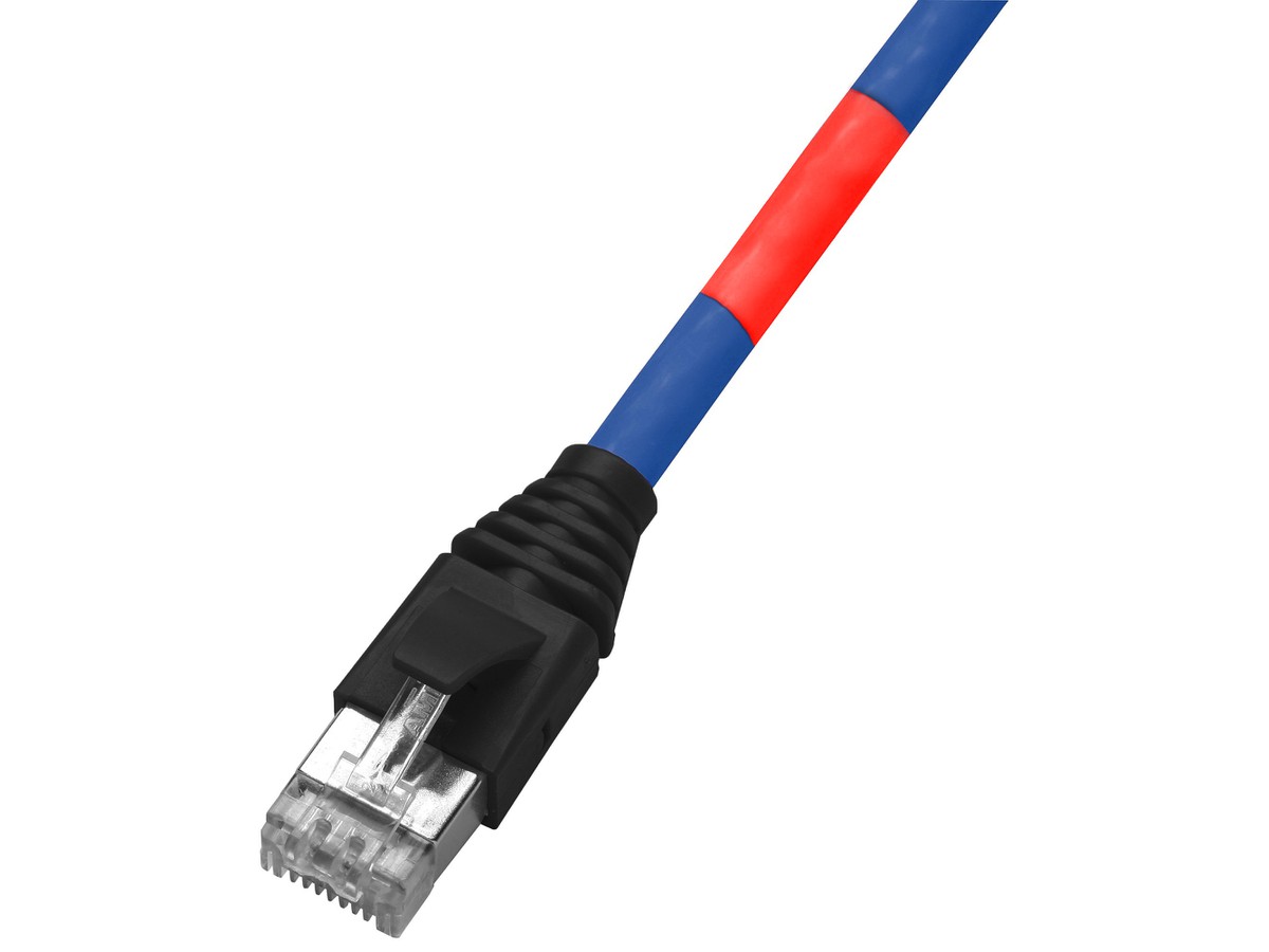 H-LINE Patch VBS Typ 65 RJ45 2.0m - Kat.5e Kabel blau/TLP Haube schwarz