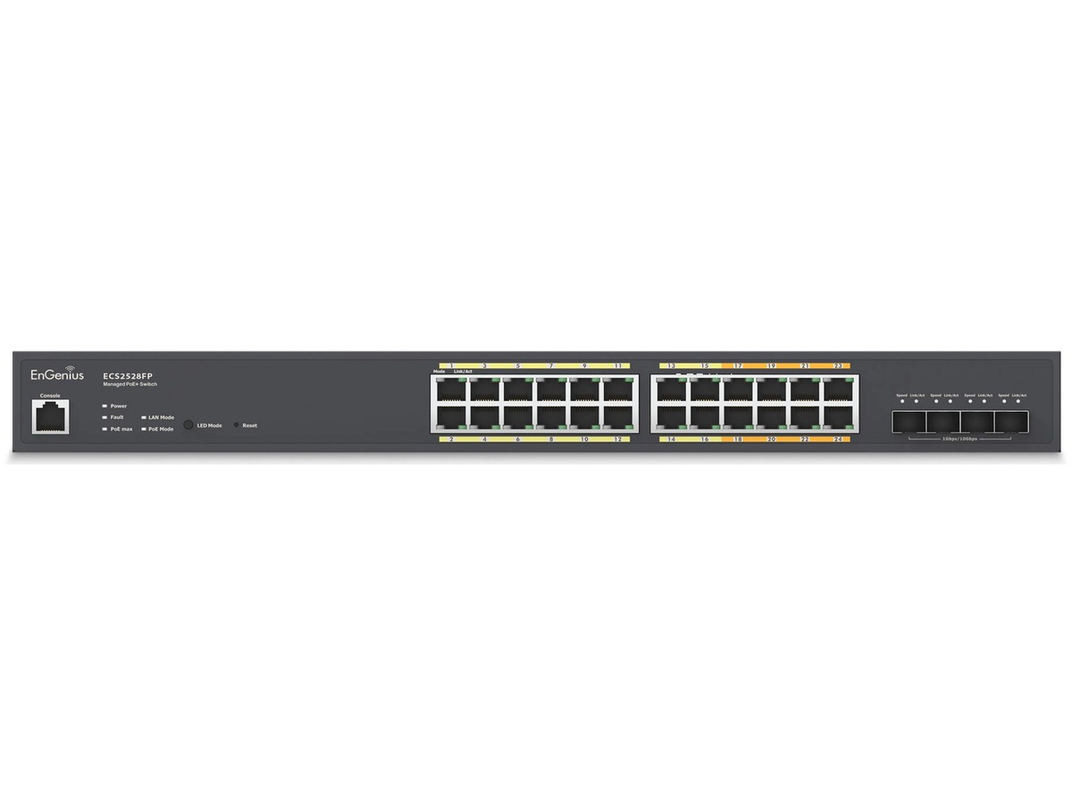 EnGenius ECS2528FP, Cloud Managed Switch - PoE+, 16x1000T, 8x M-GbE, 4xSFP+, 410W