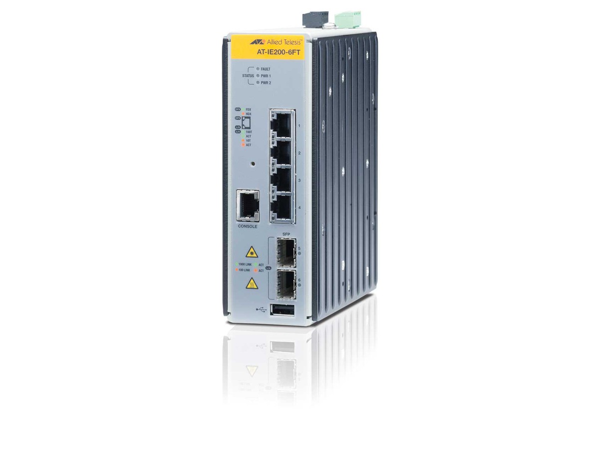 AT-IE200-6FT, 4x10/100T, 2xSFP - Switch Industrial, L2, managed