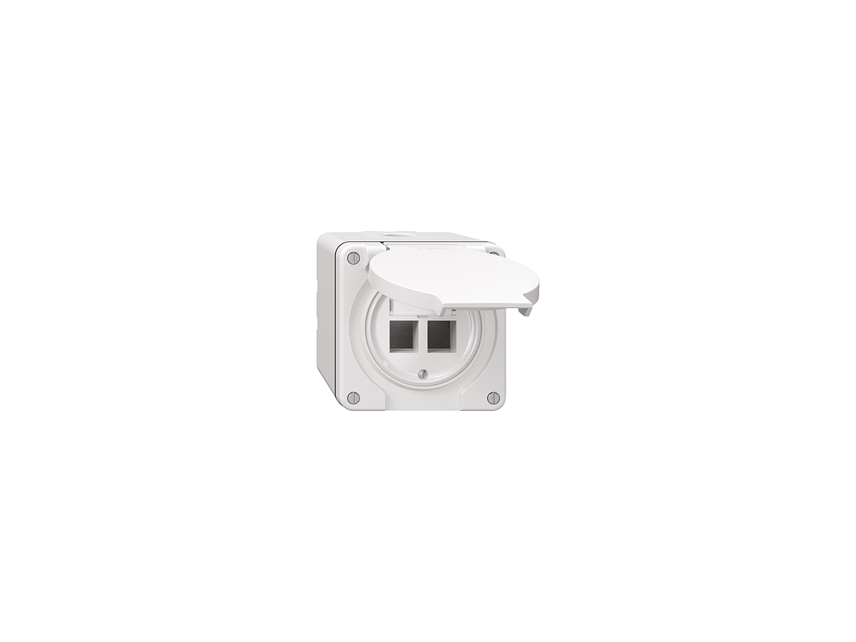 Feller Boîtier apparent IP55, 2 ports - blanc, 87x87, pour RJ45 (KS)