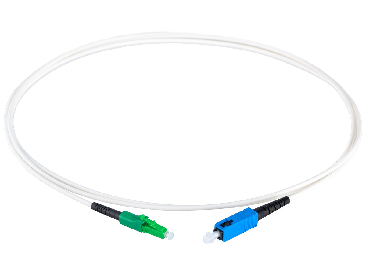 Cordon-FTTH, LC APC - SC PC - 9/125 G657.A2, simplex blanc, L= 30m