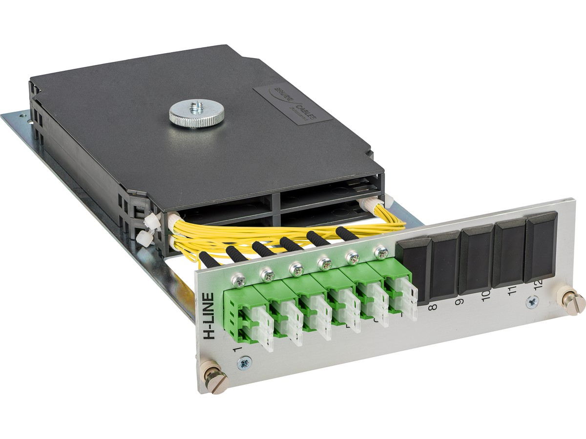 Einschubmodul H-LINE zu BGT 3HE/8TE - 6xLCd hrl 9/125 bestückt, spleissfertig