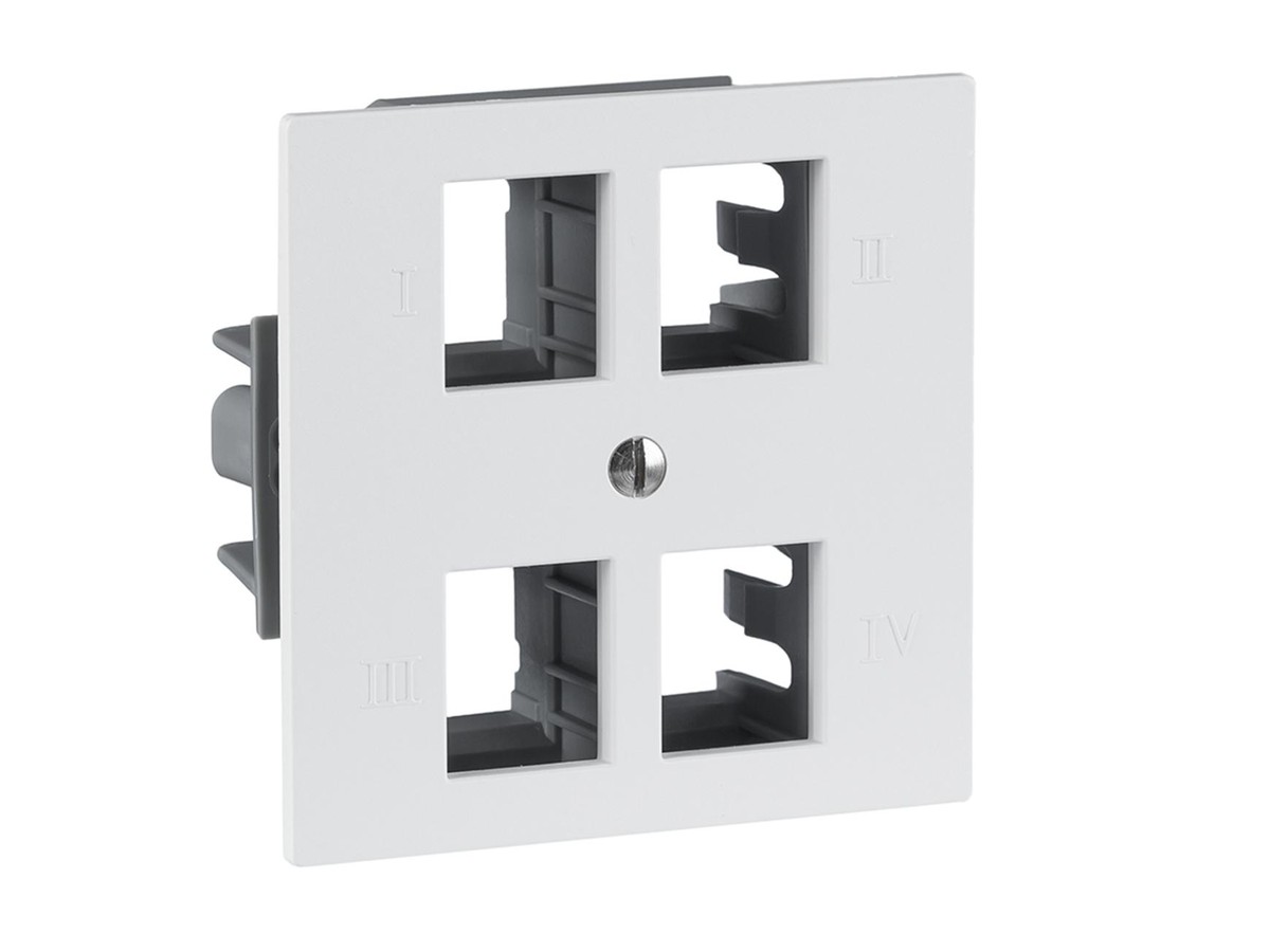 R&M HWS Frontplatte-MM-Dose, 60x60 - 4xRJ45 spezial Kat.5/6, weiss, leer