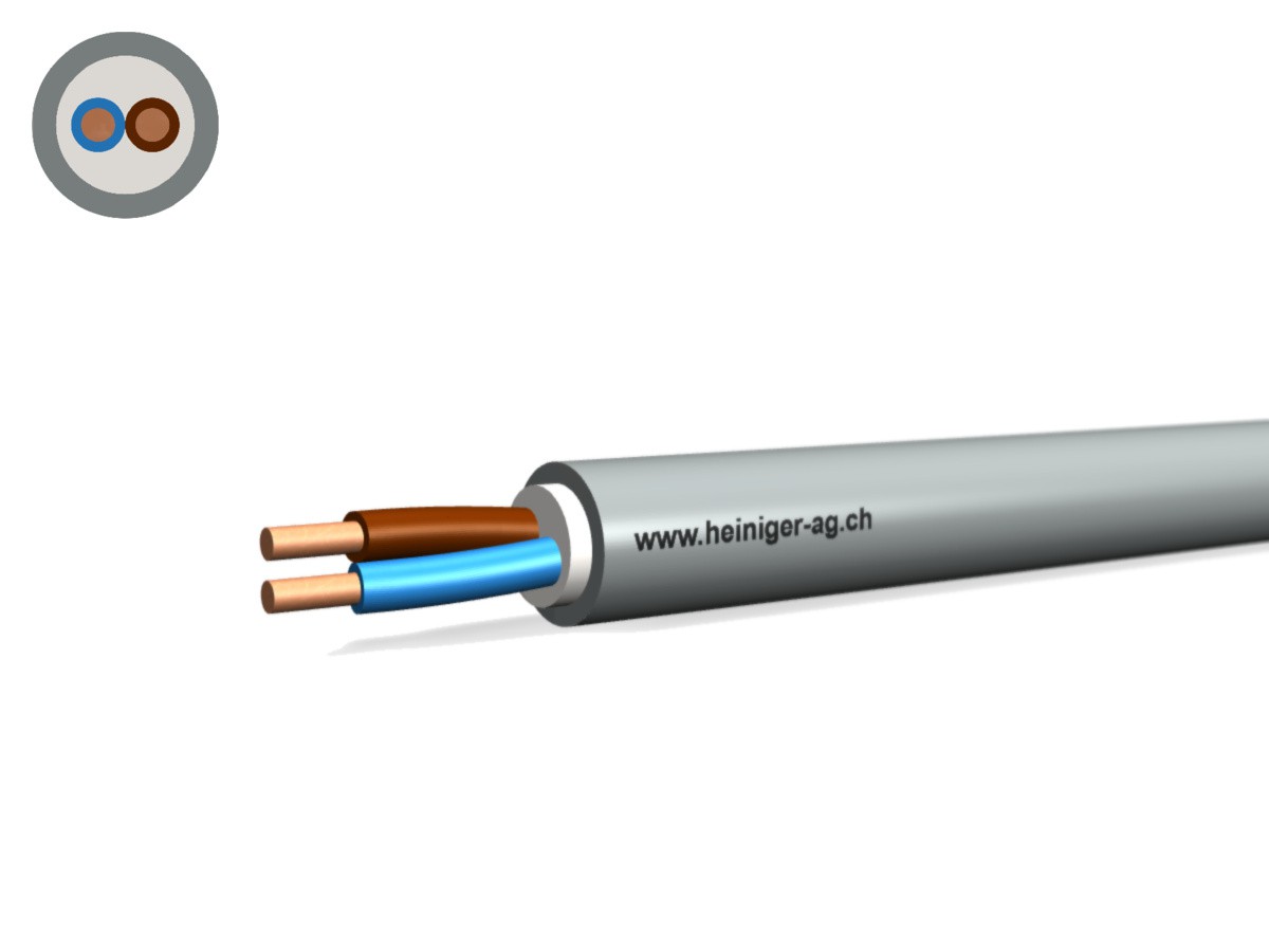 TT-Kabel Eca 2x1.50 LN PVC gr - Niederspannungs-Installat. Kabel 0.6/1kV