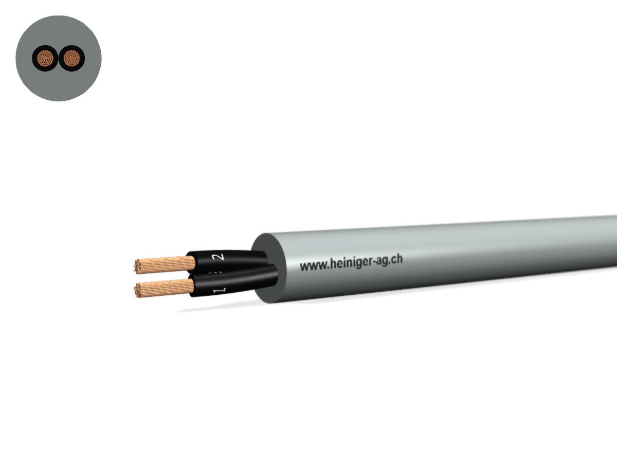 Câble commande Cca-flex 2x0.75 OZ gr - LiHH san-hal 300/500V EN 50399