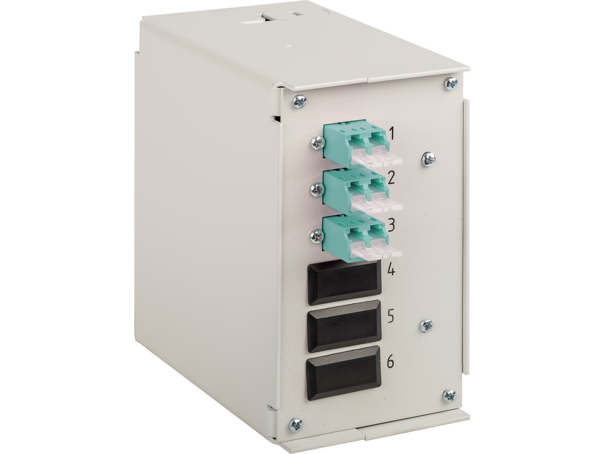 Tête de câble DIN micro H-Line 6xLCd MM - OM3 turquoise, câble conf. 61x115x118