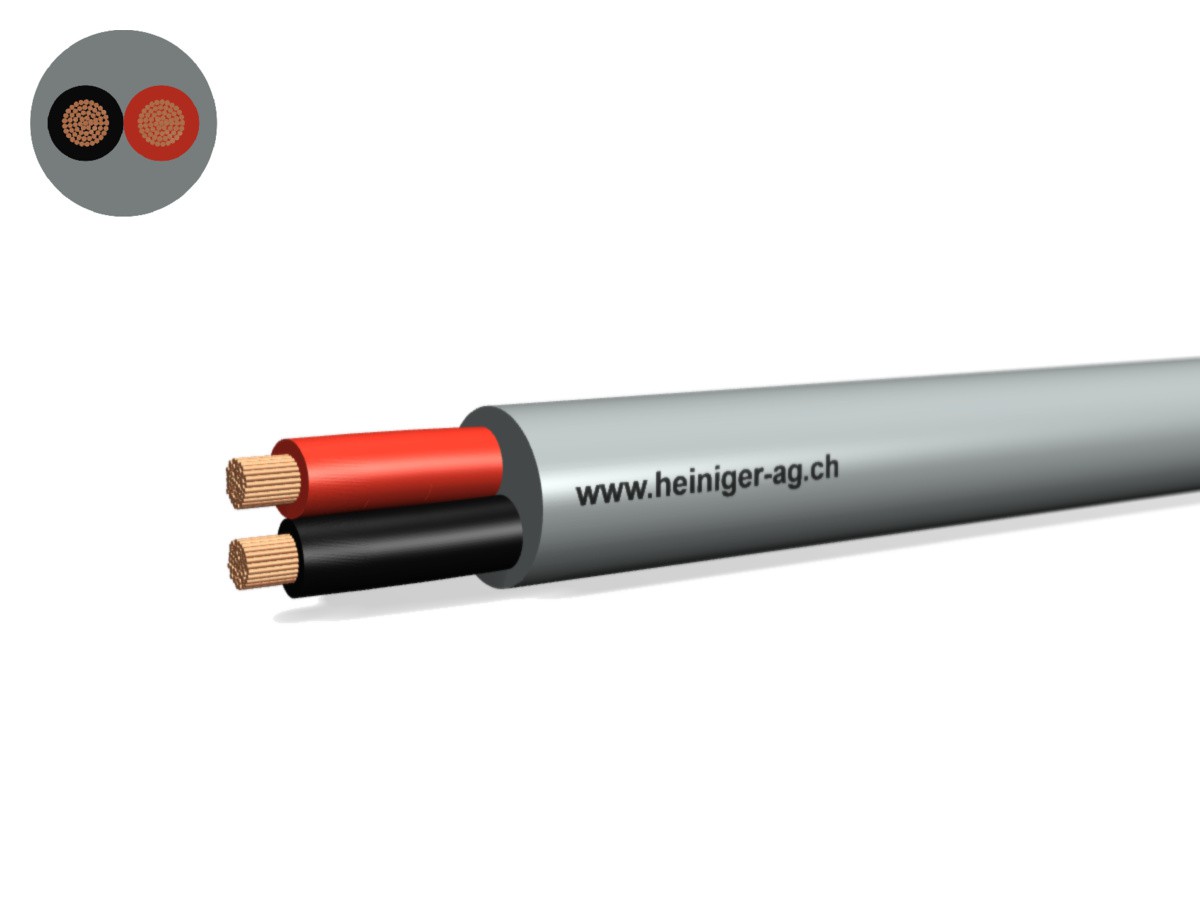 Câble haut-parleur Cca-flex 2x10 gr - nr/rg san-hal EN50399