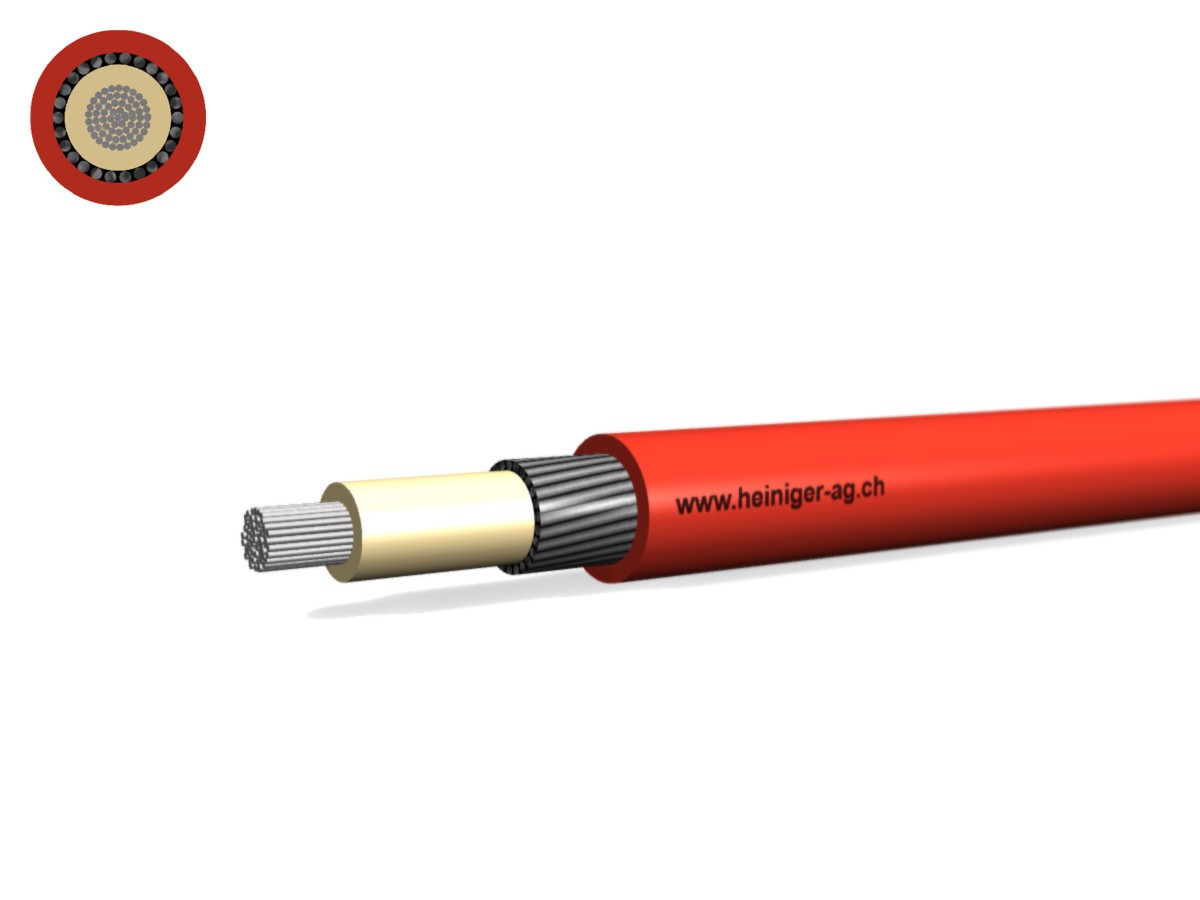 Solarkabel armiert vernetzt 1x6 rot - UV- und witterungsbeständig