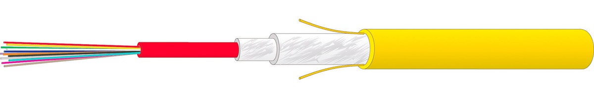 FO Indoor ZGGFR 1x8E9/125 FR/LSOH - jellyfree, 5.9mm, 1000N, gelb, Cca