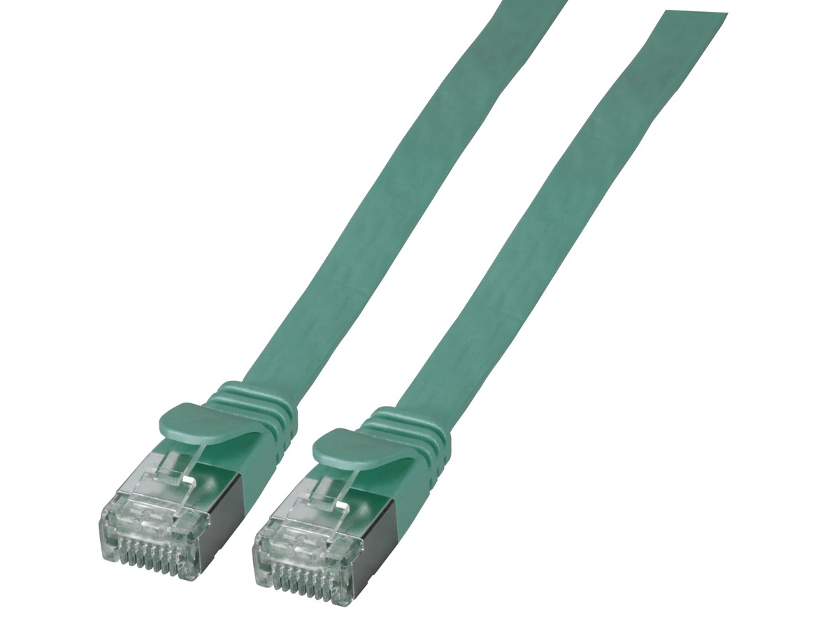 Slimpatchkabel Kat.6A U/FTP 5.0m - PVC, paargeschirmt, ultraflach, grün
