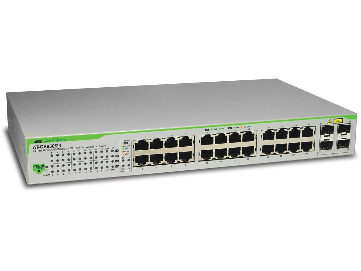 AT-GS950/24, 24x10/100/1000T - + 4xSFP-Combo, Switch L2, Web-managed