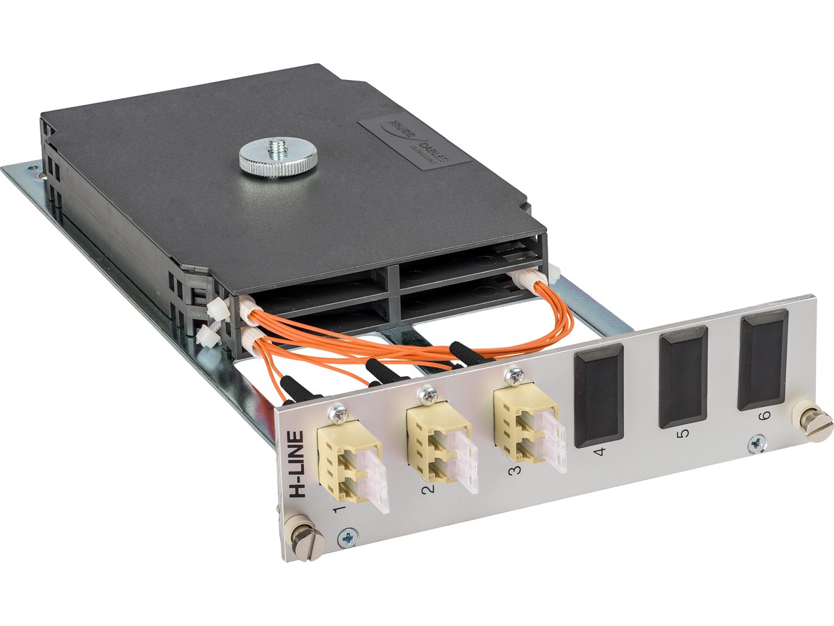 Einschubmodul H-Line zu BGT 3HE/7TE - 4xLCd 50/125 OM2 bestückt, spleissfertig