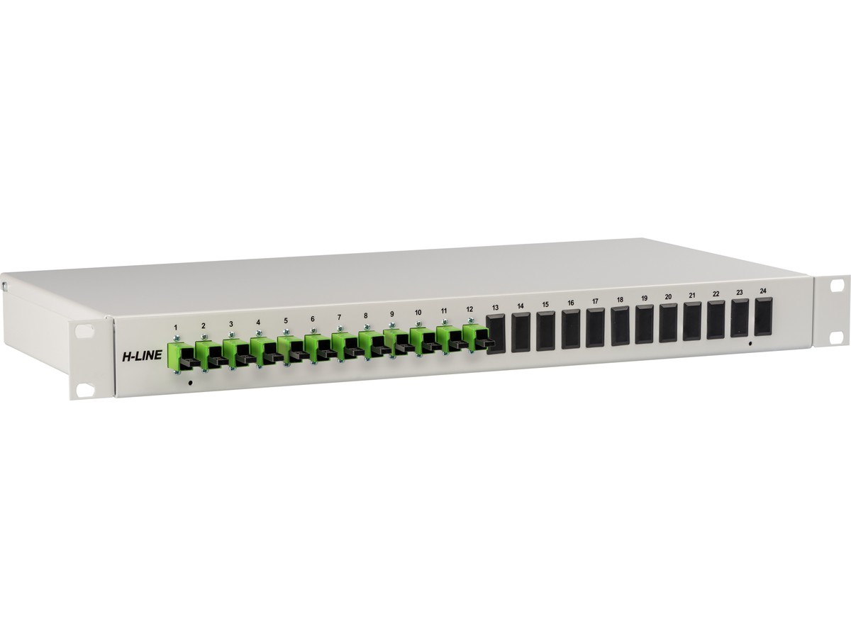 Tête de câble 10xE2000 APC vert - singlemode, pour câbles conf., 1UH