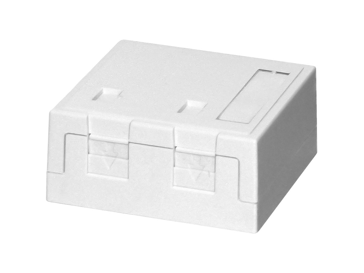 Unilan AP Gehäuse 2xRJ45 (KS/GG45) - unbestückt, weiss, mit Staubschutz
