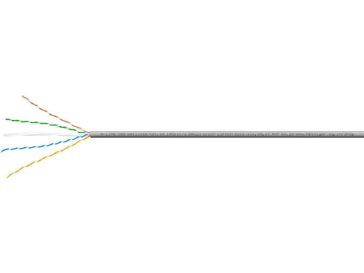 H-LINE 500 câble data U/UTP 4x2x0.57 - LSFROH 500MHz, Cat.6A, gris, B2ca