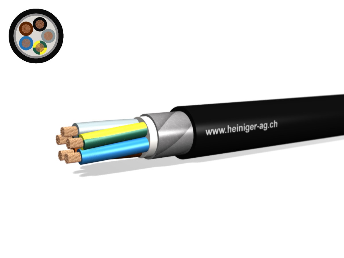 NN-CLN FE05B2 B2ca 5x10 LNPE (corde) nr - san-hal armé 90°C 0.6/1kV