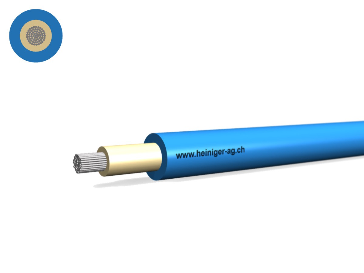 Câble solaire Eca réticulé 1x6 bleu - Résist. aux intempéries et UV H1Z2Z2-K