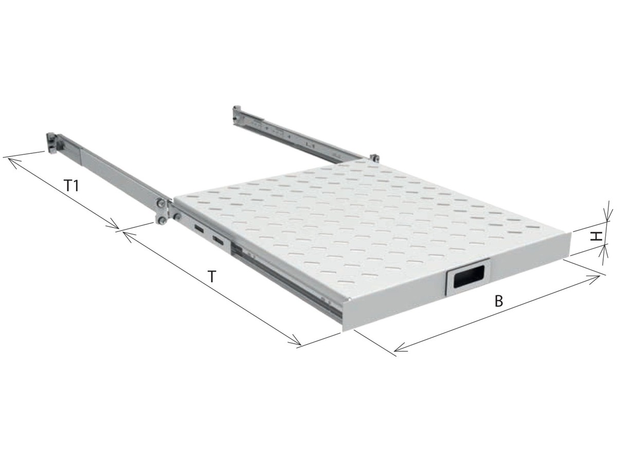 H-Rack Apparatetablar Vollauszug T1000 - für 19" vorne & hinten, Belastung 30kg