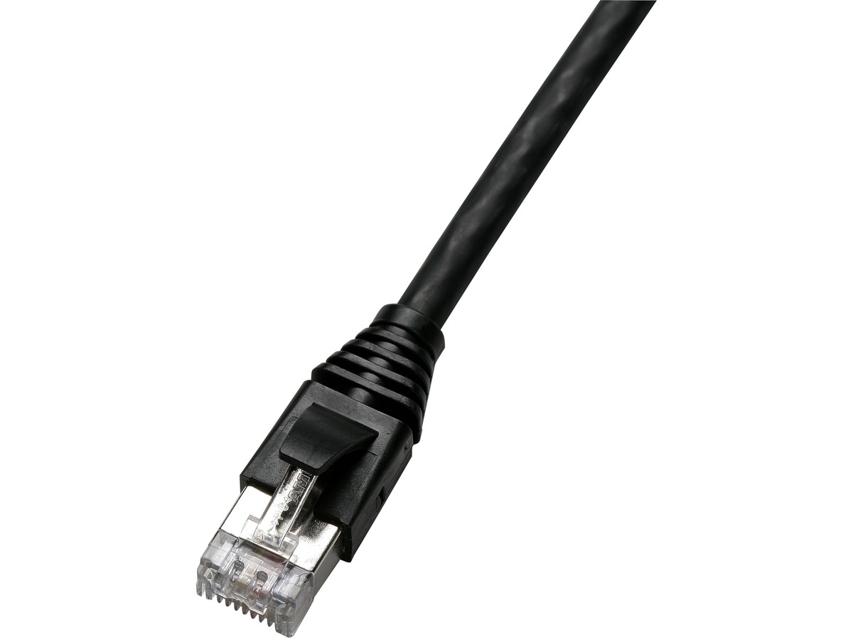 Unipatch 4P S/FTP 1:1 RJ45 AMP 0.5m - Cat.6 câble/capot TLP sans-hal noir