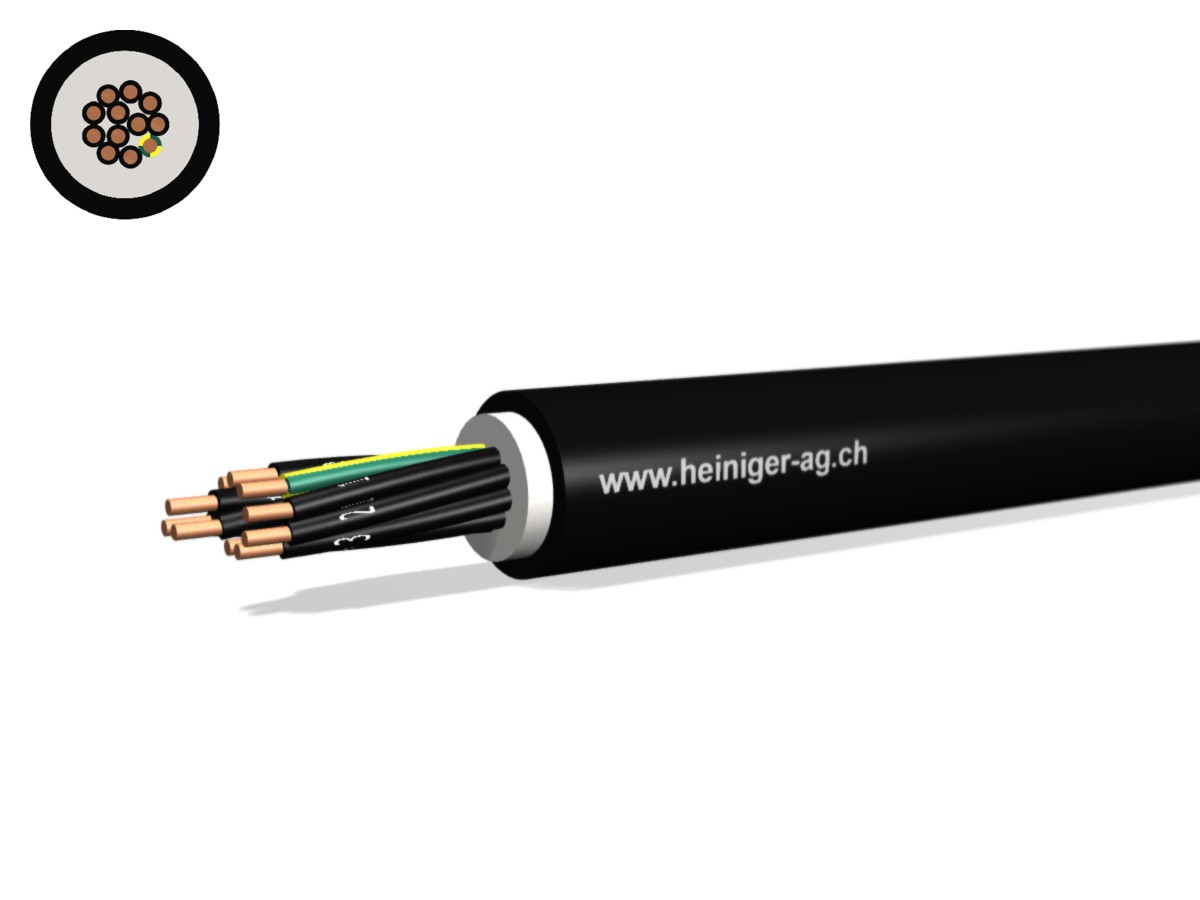 Erdkabel NYY-J Eca 12x1.50 sw - 0.6/1kV