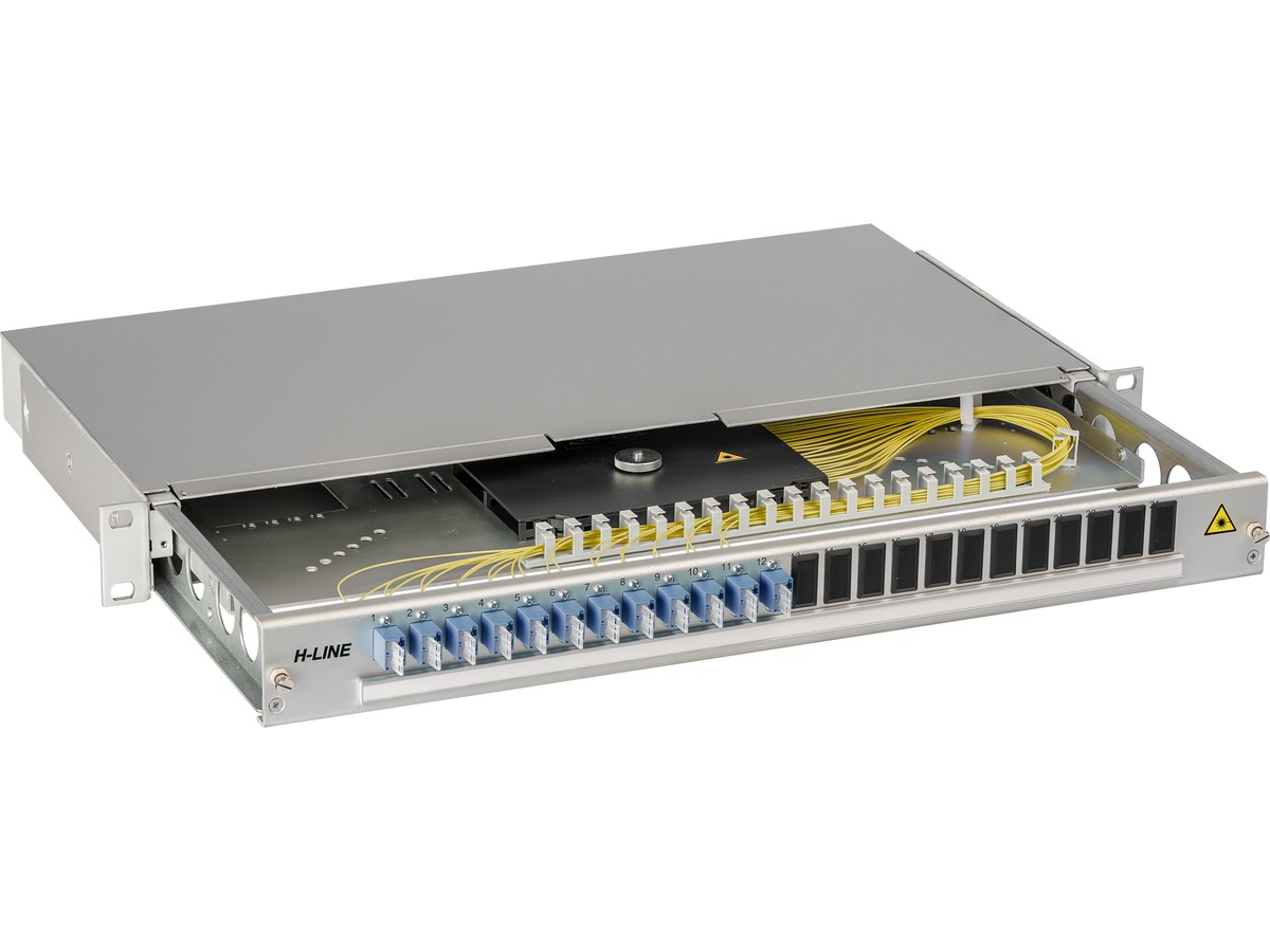 KEV H-Line Alu 10xLC PC duplex 9/125 bl - spleissfertig, Auszug, 1HE, Alu elox