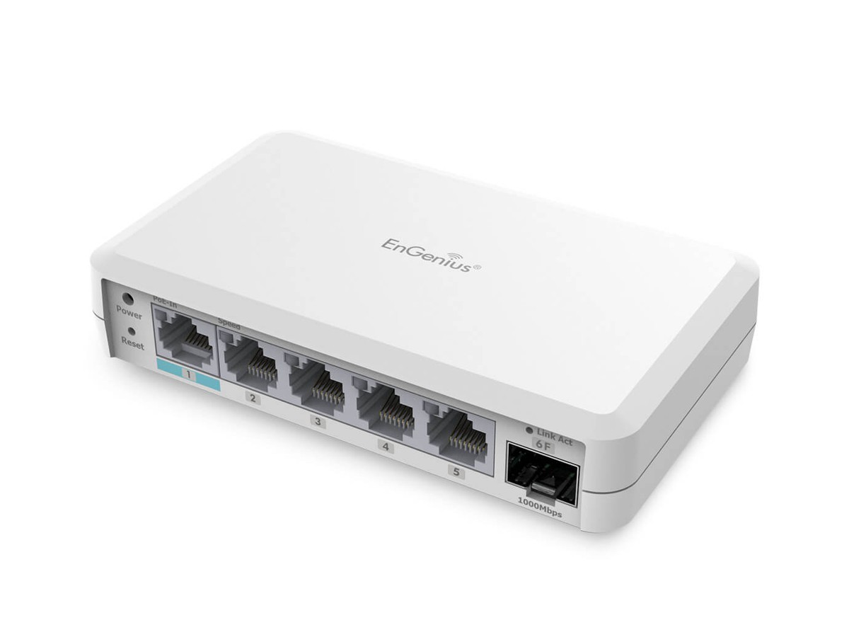 EnGenius EXT1106, Managed Switch - 1x1000T PoE++ in / 4x1000 non-PoE out