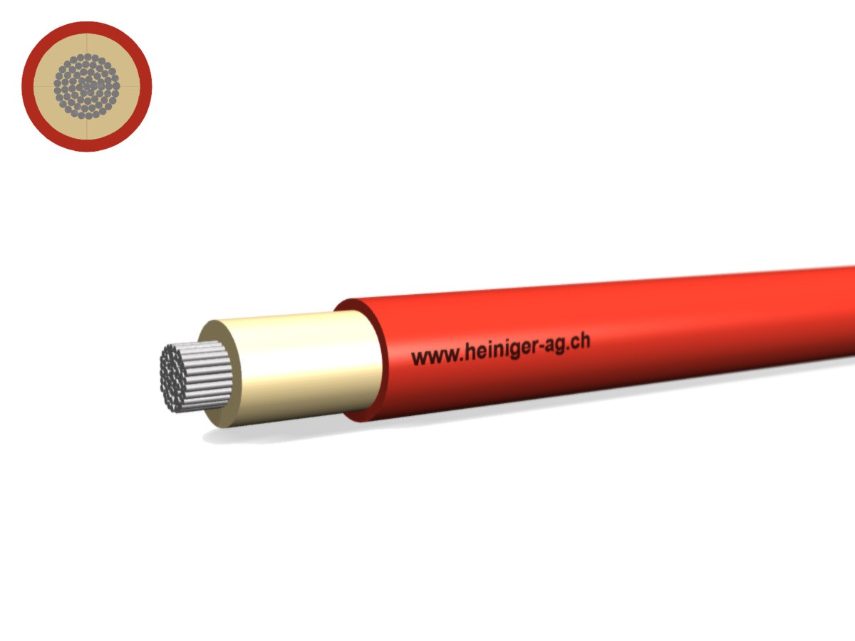 Câble solaire Eca réticulé 1x25 rouge - Résist. aux intempéries et UV H1Z2Z2-K