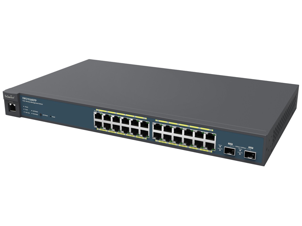 EnGenius EWS7926EFP, 50 AP Contrôleur - Switch, PoE+, 24x1000T, 2x SFP+, 410W