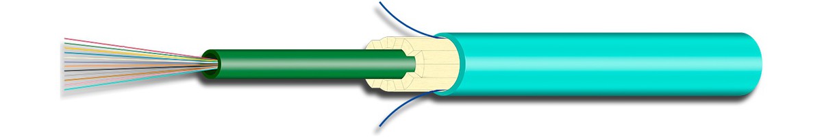 H-LINE FO Universal 1x12G50/125 OM3, Dca - Innen/Aussenkabel 7.5mm, 3000N, türkis