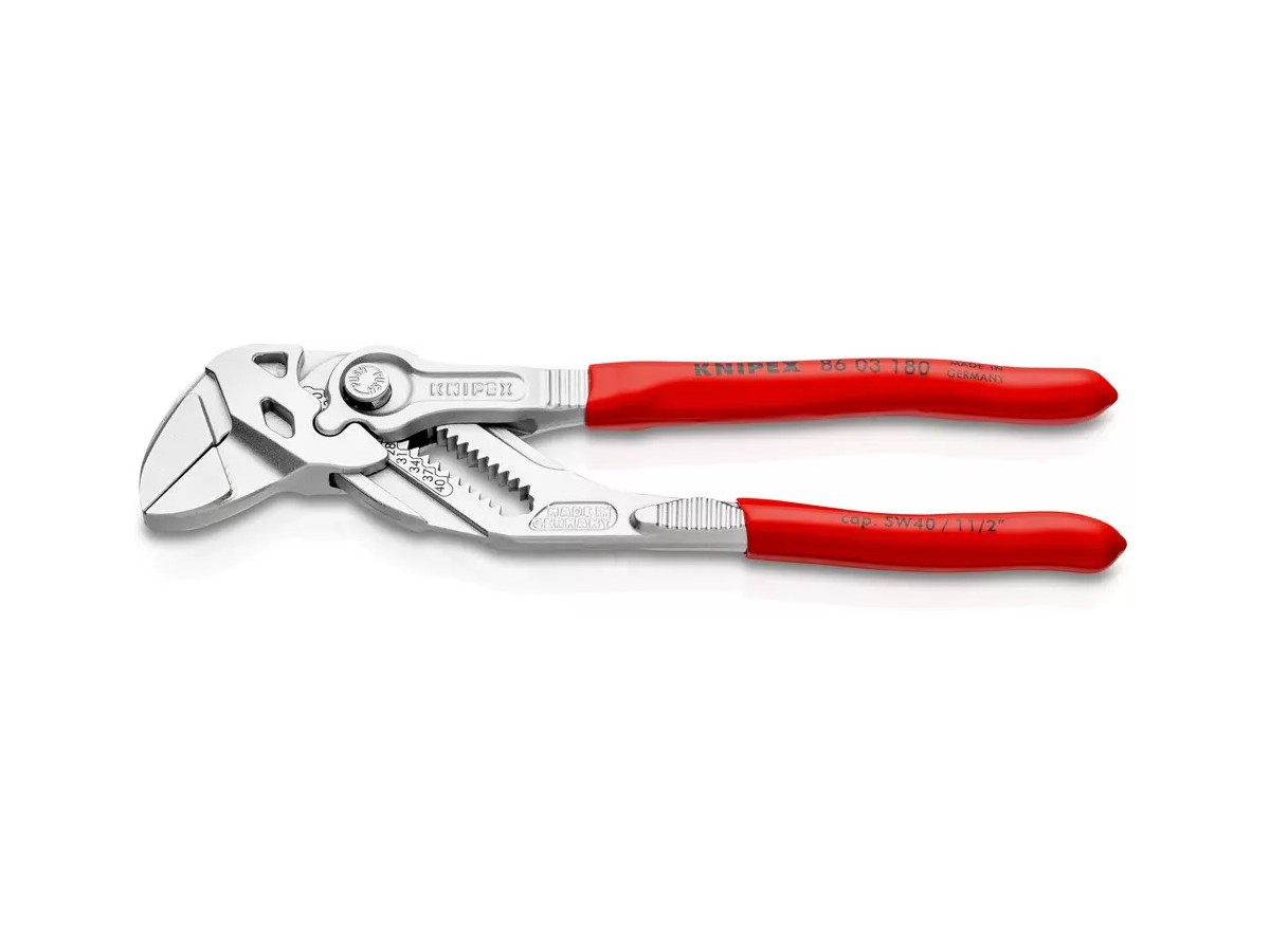 Knipex Zange 86 03 180 Zangenschlüssel - verchromt, Kunstoffgriffe, L=180mm