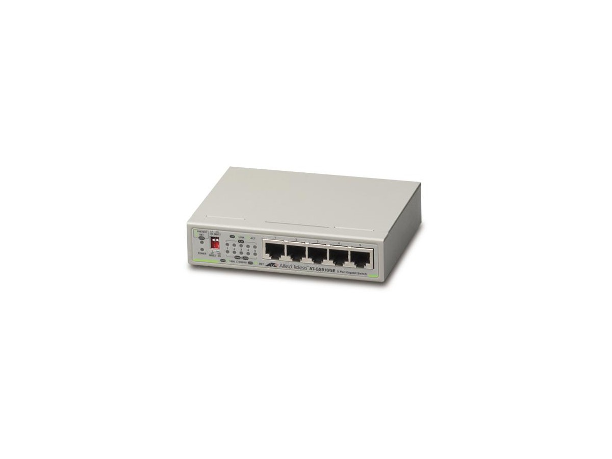AT-GS910/5E, 5x10/100/1000T - Switch L2, unmanaged