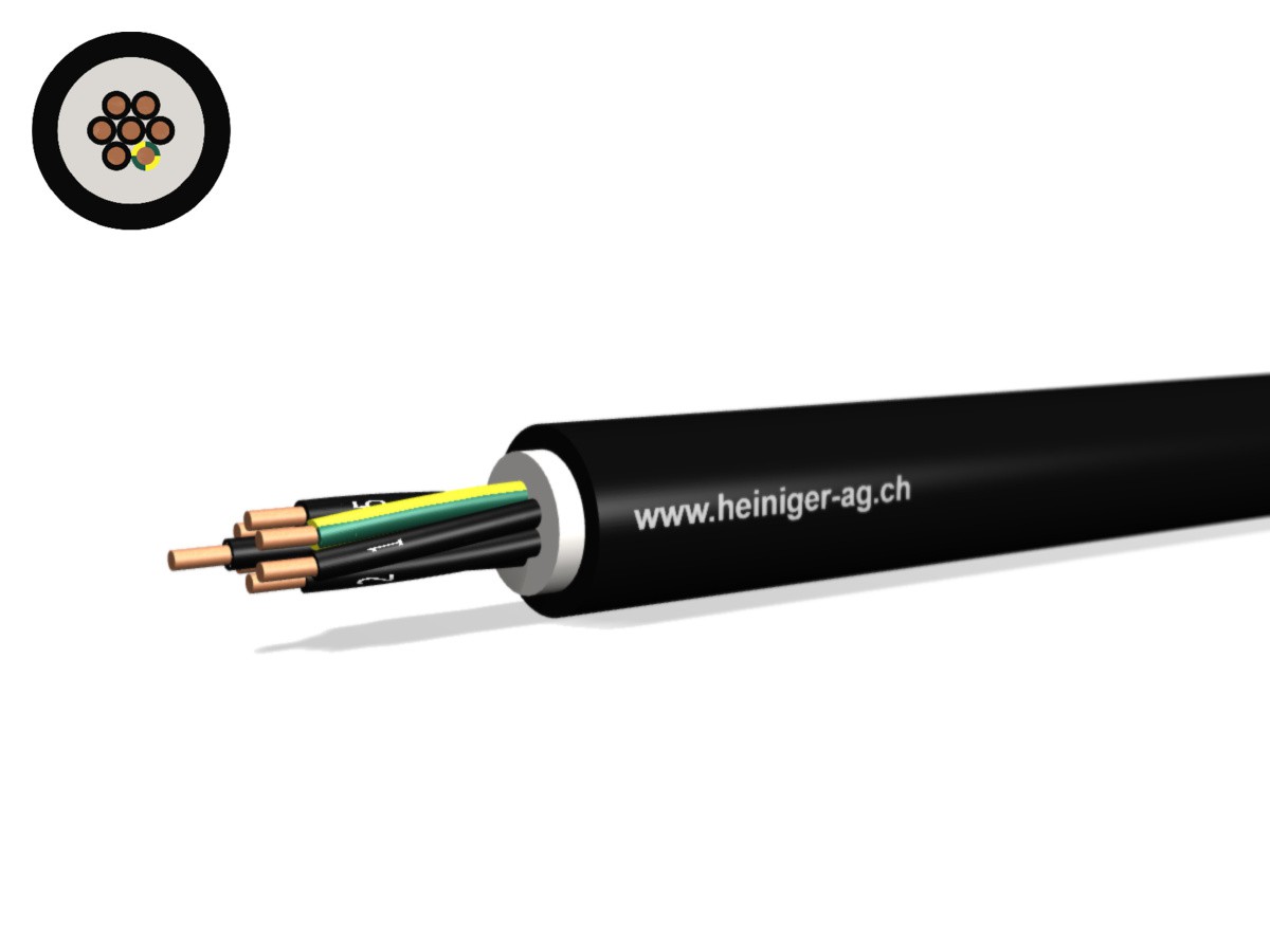 Erdkabel NYY-J Eca 7x1.50 sw - 0.6/1kV