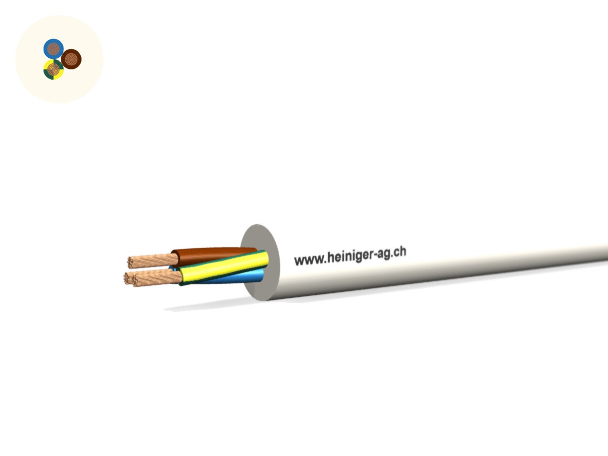 Td Apparate-Kabel Eca 3G0.75 LNPE ws - RAL9010 H05VV-F 300/500V HD 308 S2