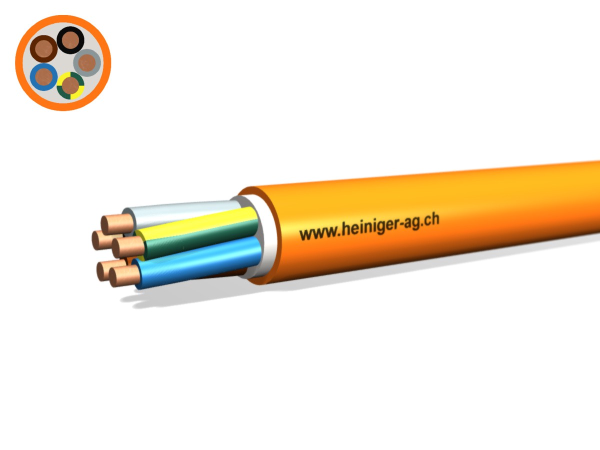 Câble de séc. FE180 E30-E60 B2ca 5x16 - LNPE PYROFIL san-hal non p. de flamme or