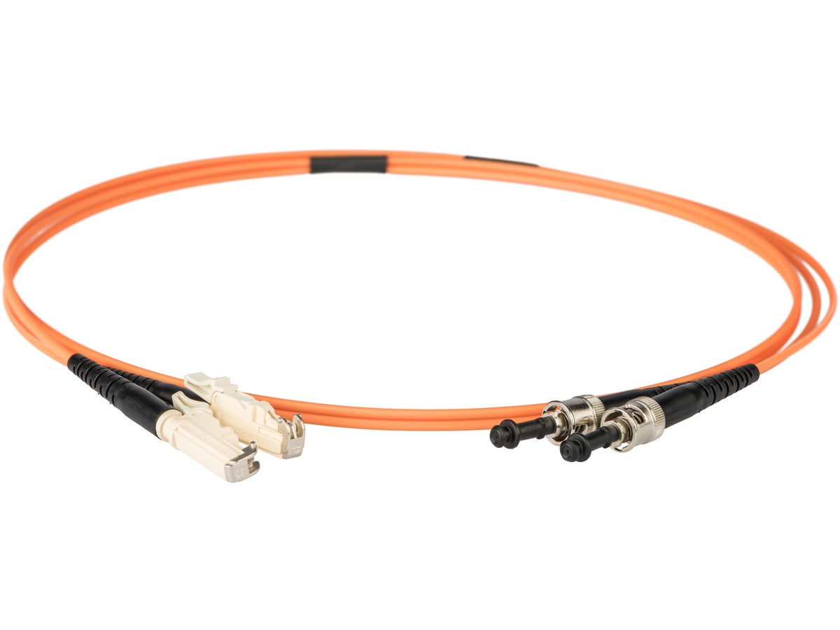 Cordon fibre optique, E2000 - ST - 62.5/125, duplex, fig.8, L= 3.0m