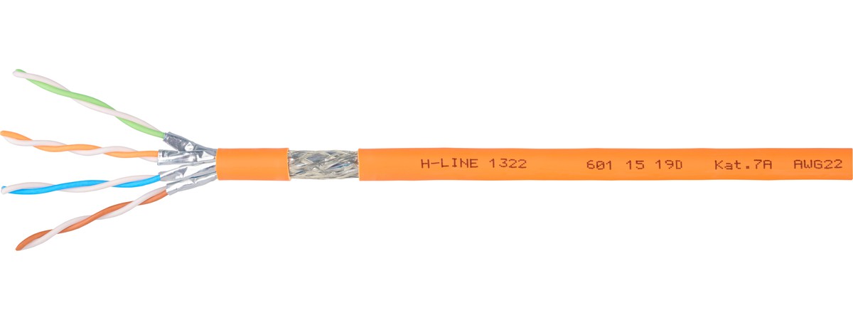 H-LINE 1322 câble data S/FTP 4x2x0.62 - FRNC/LSOH 1500MHz, Cat.7A, orange, Dca