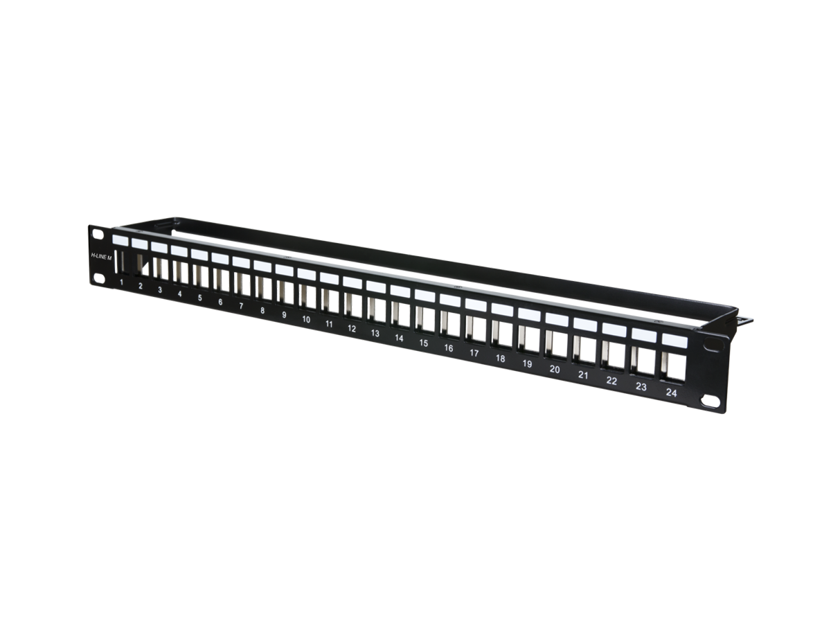 H-LINE M Rangierfeld 19" 1HE 24x STP - leer, Stahl schwarz, für Keystone Module