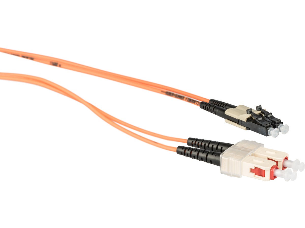 Cordon fibre optique, LCd - SCd - 62.5/125, duplex, fig.8, L= 10m