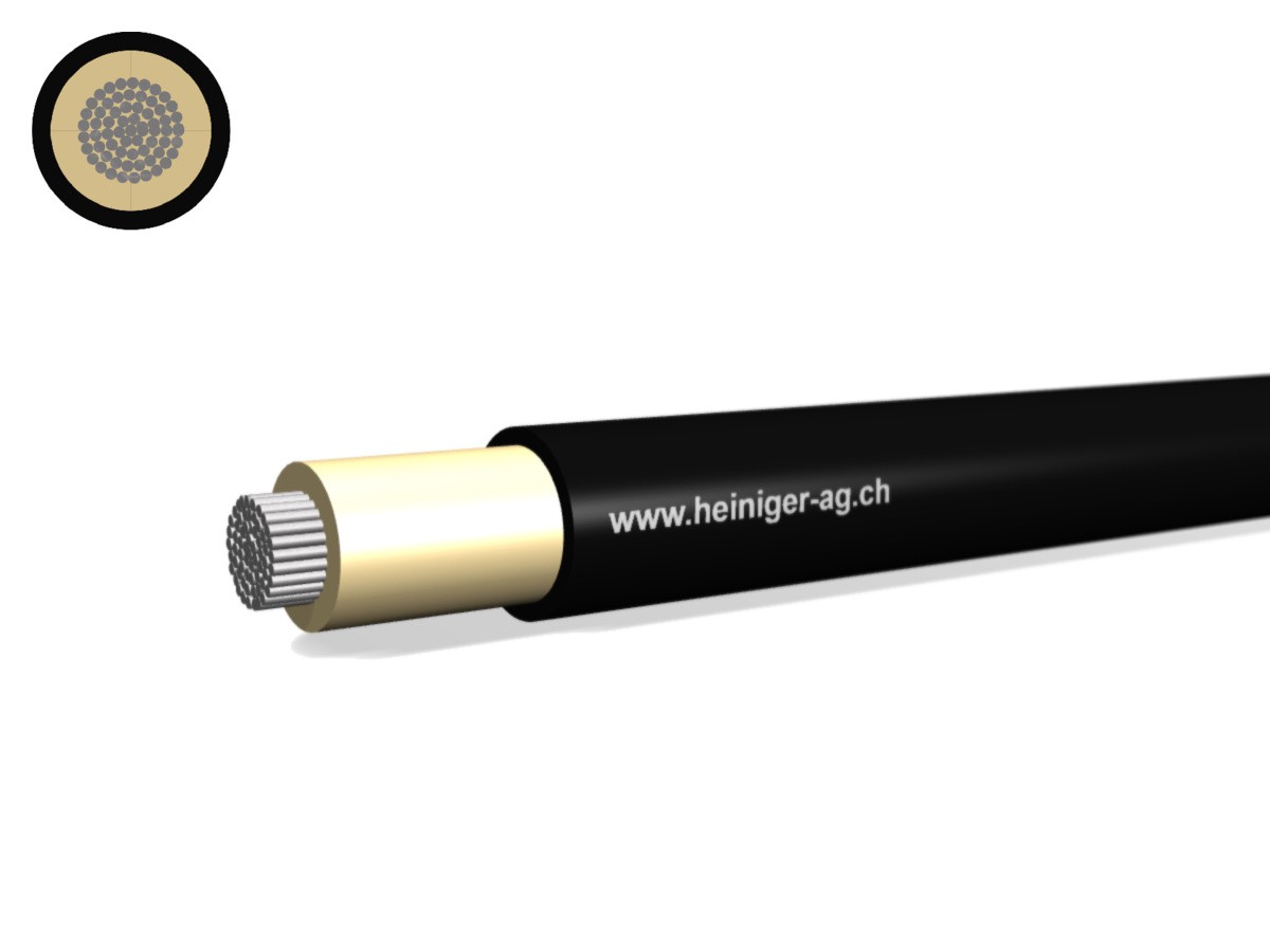 Câble solaire réticulé 1x50 noir - résist. au rayonn. UV et aux intempéries