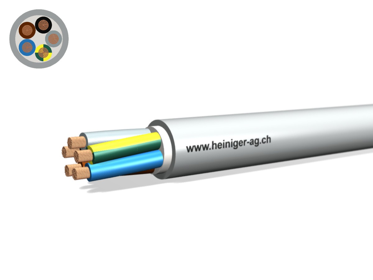 FE0D Kabel Dca hal-frei 5x10 LNPE - flammwidrig hgr 0.6/1kV