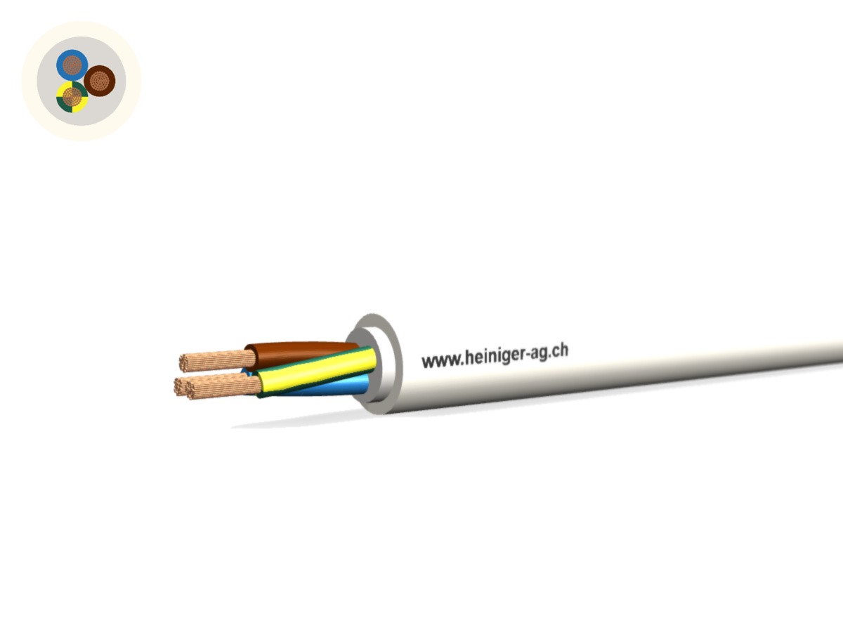 Câble d'appareils Tdlr Eca 3G0.75 LNPE - bc RAL9010 H03VV-F 300/300V HD 308 S2