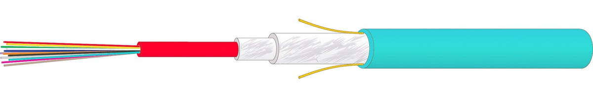 FO Indoor ZGGFR 1x4G50/125 OM3 FR/LSOH - jellyfree, 5.9mm, 1000N, türkis, Cca